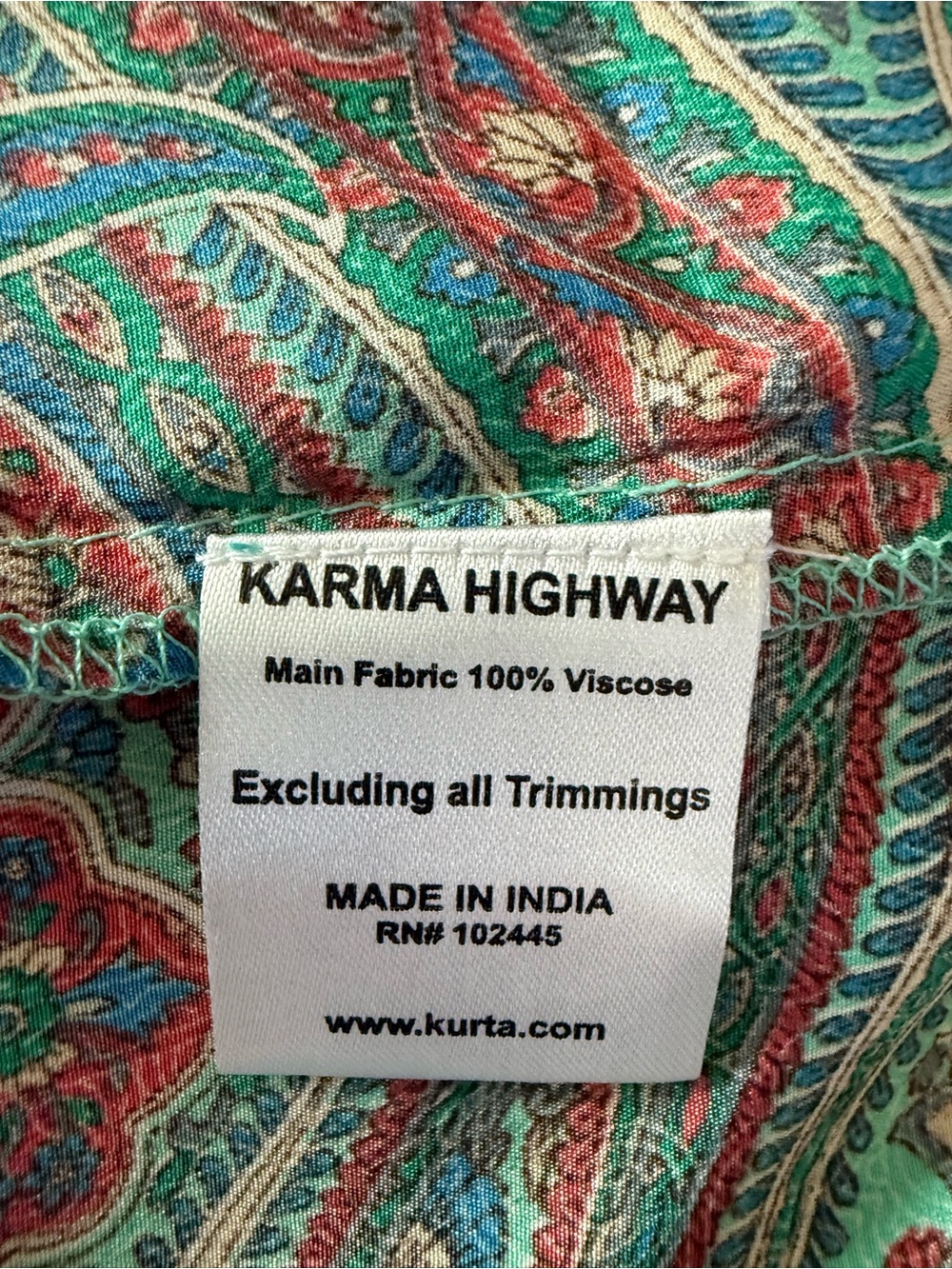Karma Highway Boho Paisley Maxi Dress Smocked Waist Flowy One Size S-L NWT - Picture 9 of 10